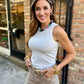 Remi Ribbed Scoop Tank- White