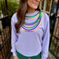 Mardi Gras Bead Sweatshirt- Lavender