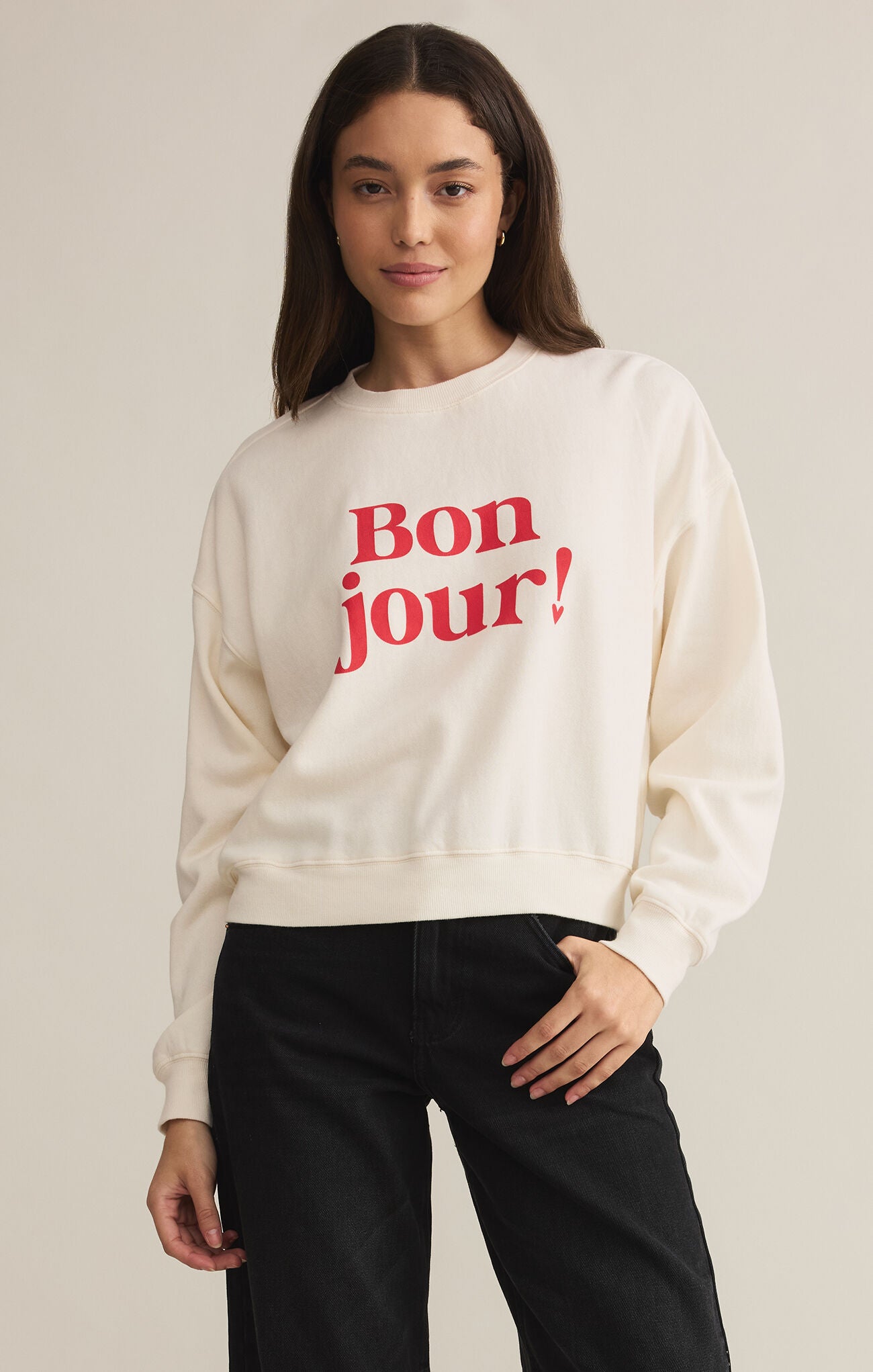 Z Supply Bonjour Sweatshirt- Sea Salt