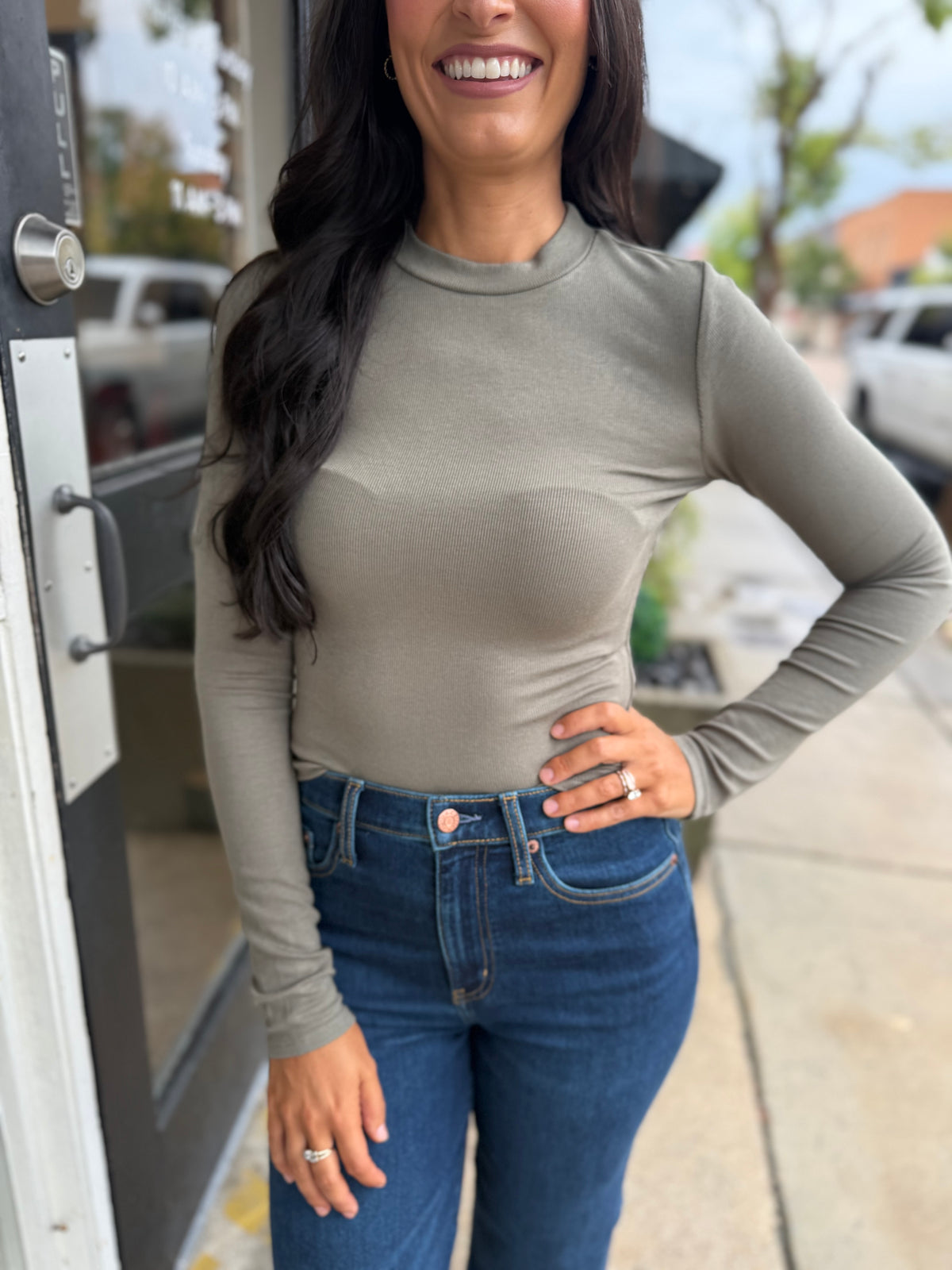 Ronan Crewneck Top- Olive