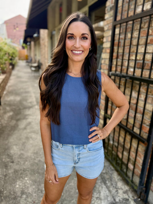 Z Supply Sloane Linen Tank- Vintage Indigo