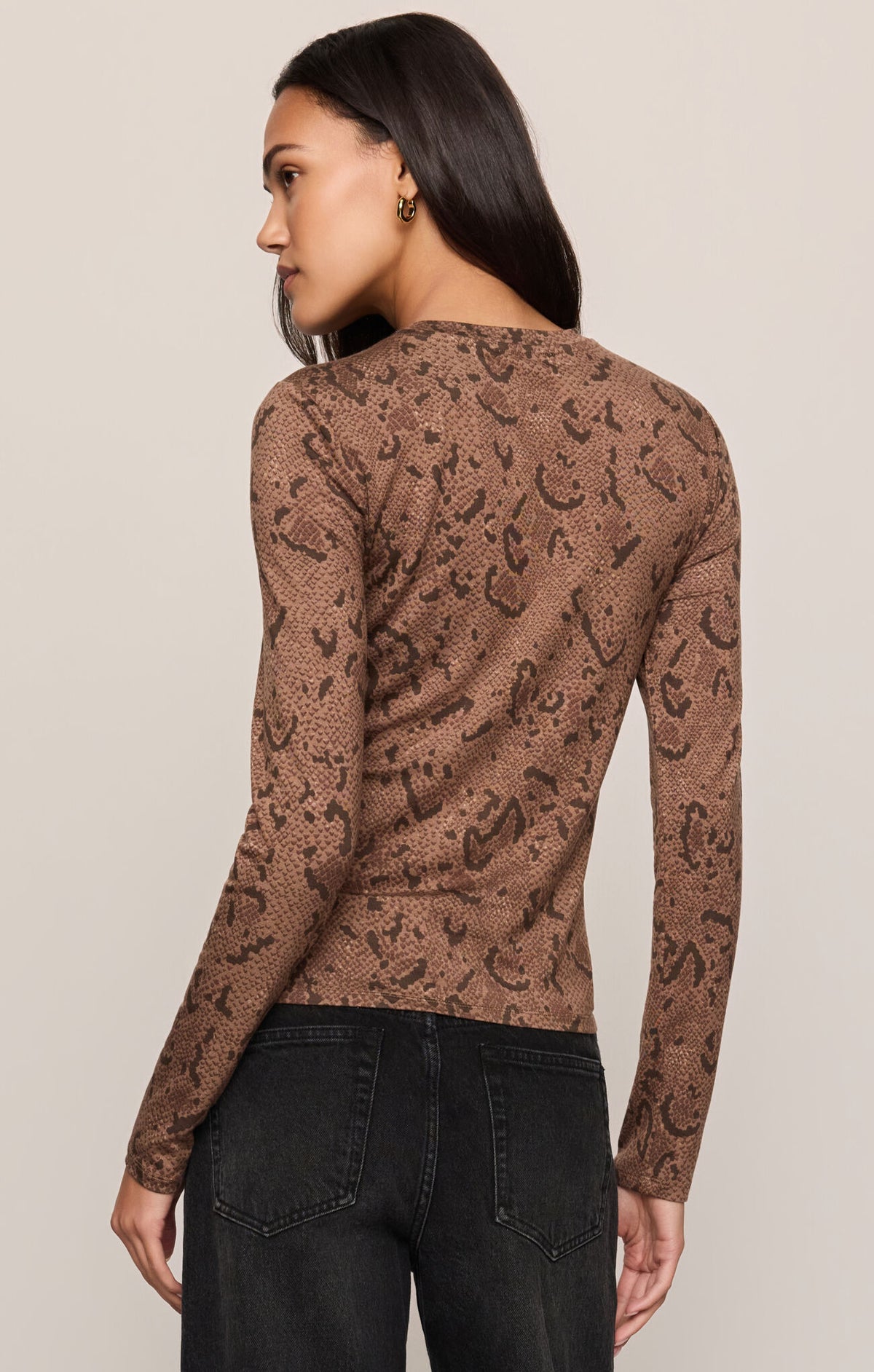 Z Supply Onyx Snake LS Top- Cocoa Ban