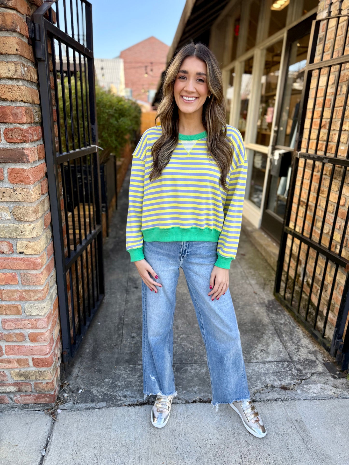 Mardi Metry Stripe Sweatshirt- Pastel