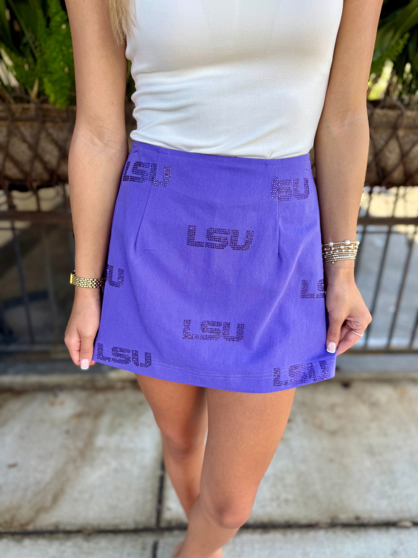 Queen LSU Tonal Rhinestone Skirt