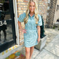 Abide Button Denim Dress- Mint