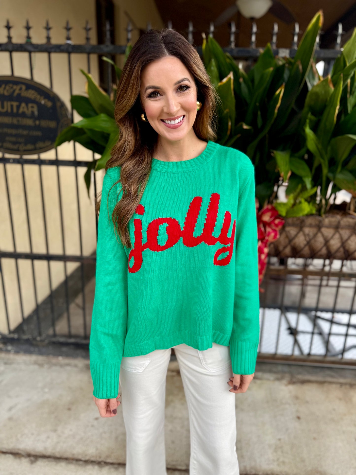 Jolly Crown Sweater- Green/Red