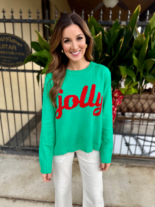 Jolly Crown Sweater- Green/Red
