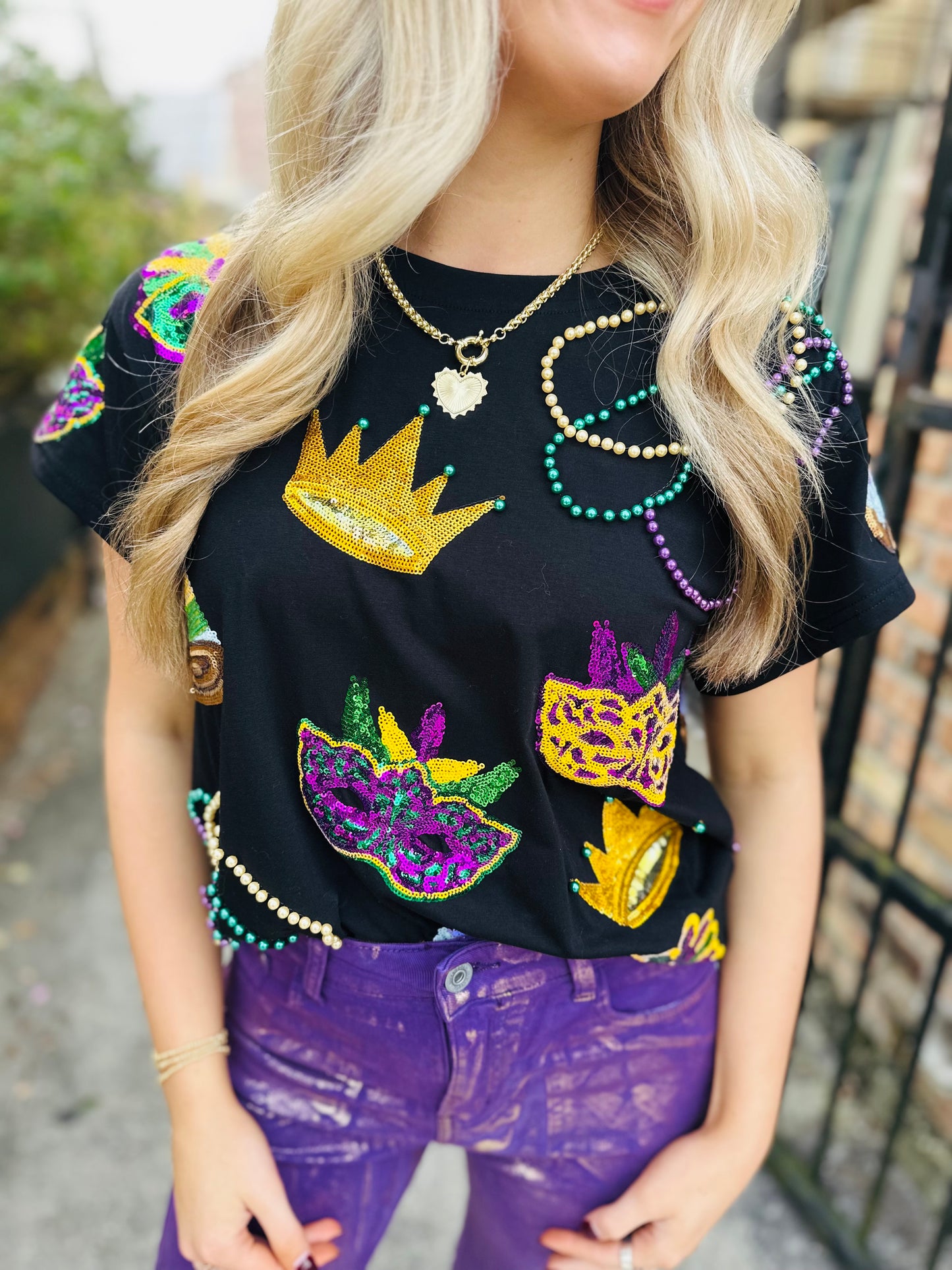 QOS Mardi Gras Icon Tee- Black