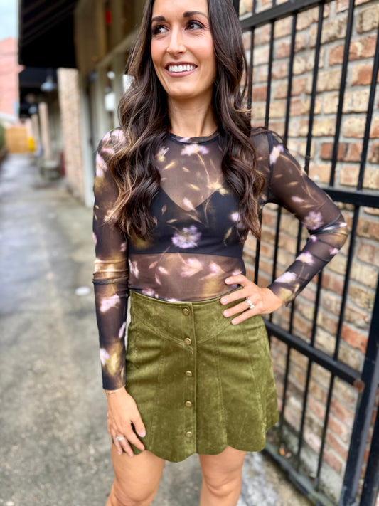 Lilianna Mesh Multi Top- Black