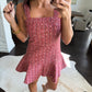 Emily Mini Dress- Pink Tweed