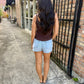 Erica Button Tank- Brown