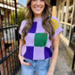 Cleopatra Checkered Sweater Top- Lavender