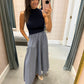 Hunter Maxi Mock Neck- Navy/White Stripe