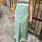Deano Satin Maxi Skirt- Sage Green