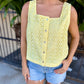 Ellie Eyelet Tank- Lemon