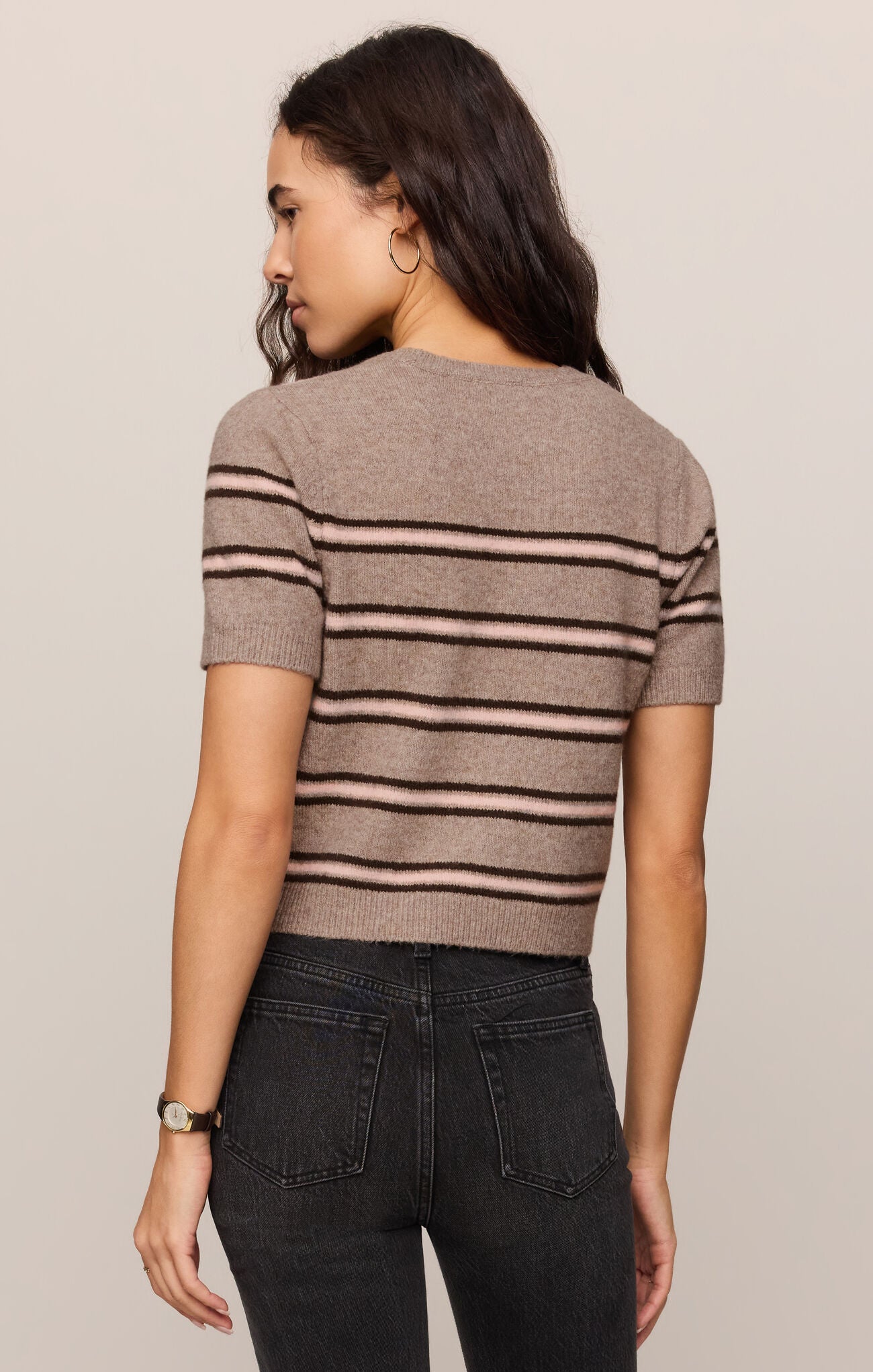 Z Supply Gatewood Stripe Sweater Top- Heather Ash