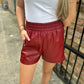 Skye Leather Shorts- Red