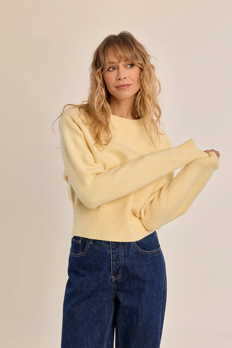 Raya Ribbed Crop Sweater- Yellow