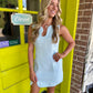 Wavy Cutout Tweed Dress- Lt Blue