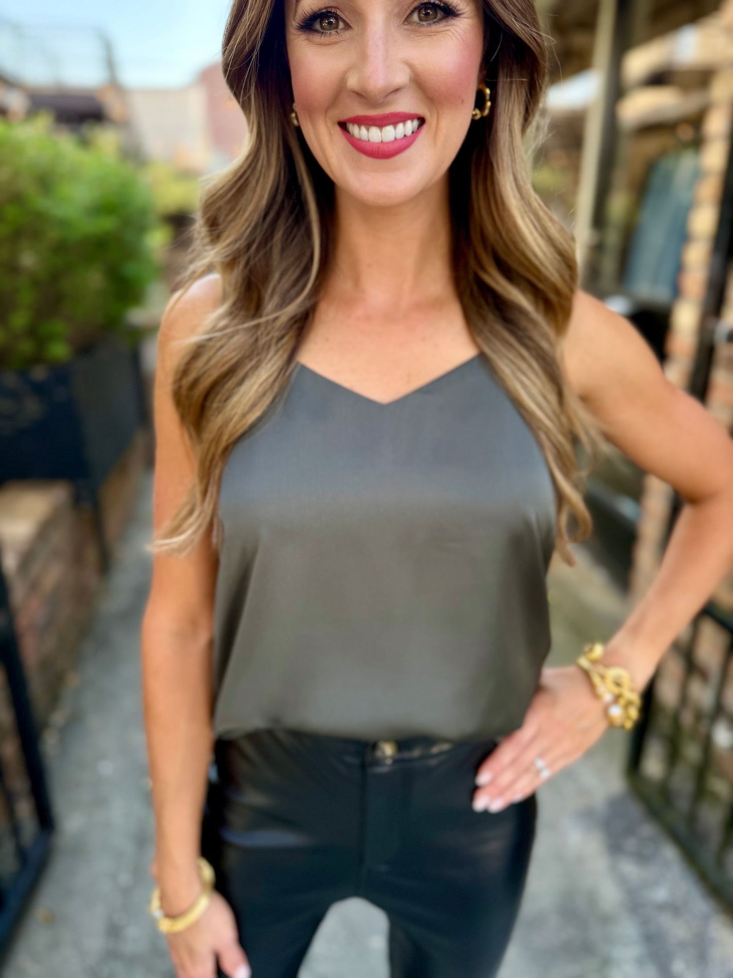 Double Strap Cami- Olive