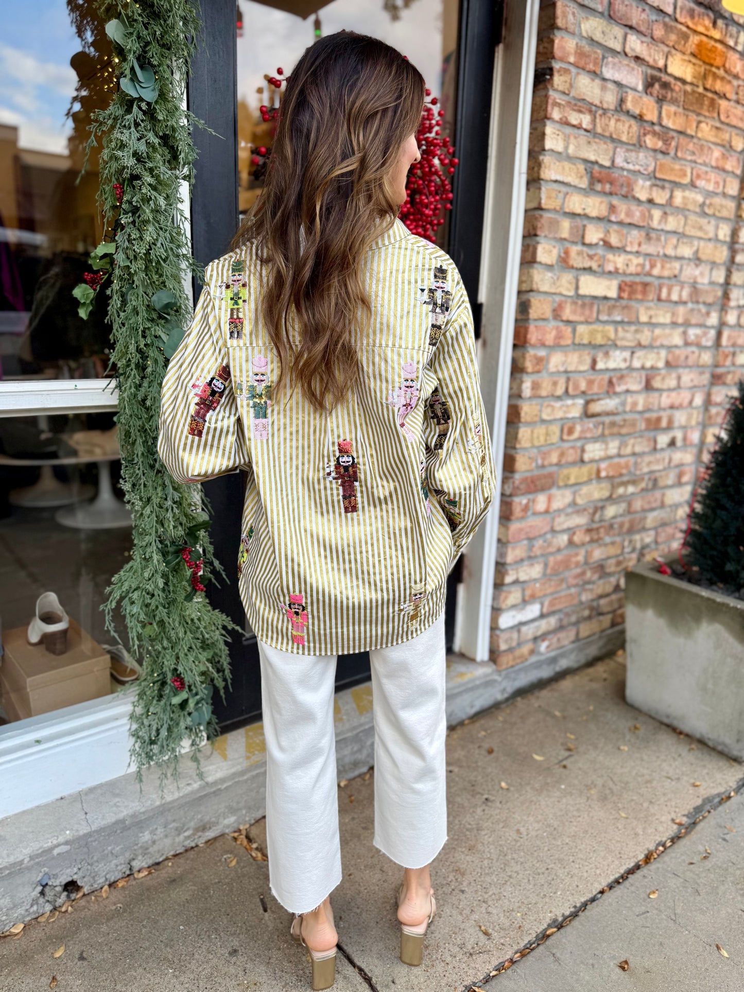 Nutcracker Button Up Top- Gold