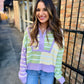 Benson Stripe 1/4 Zip Sweater- Pastel