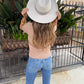 Maison Boho Suede Hat- Ivory