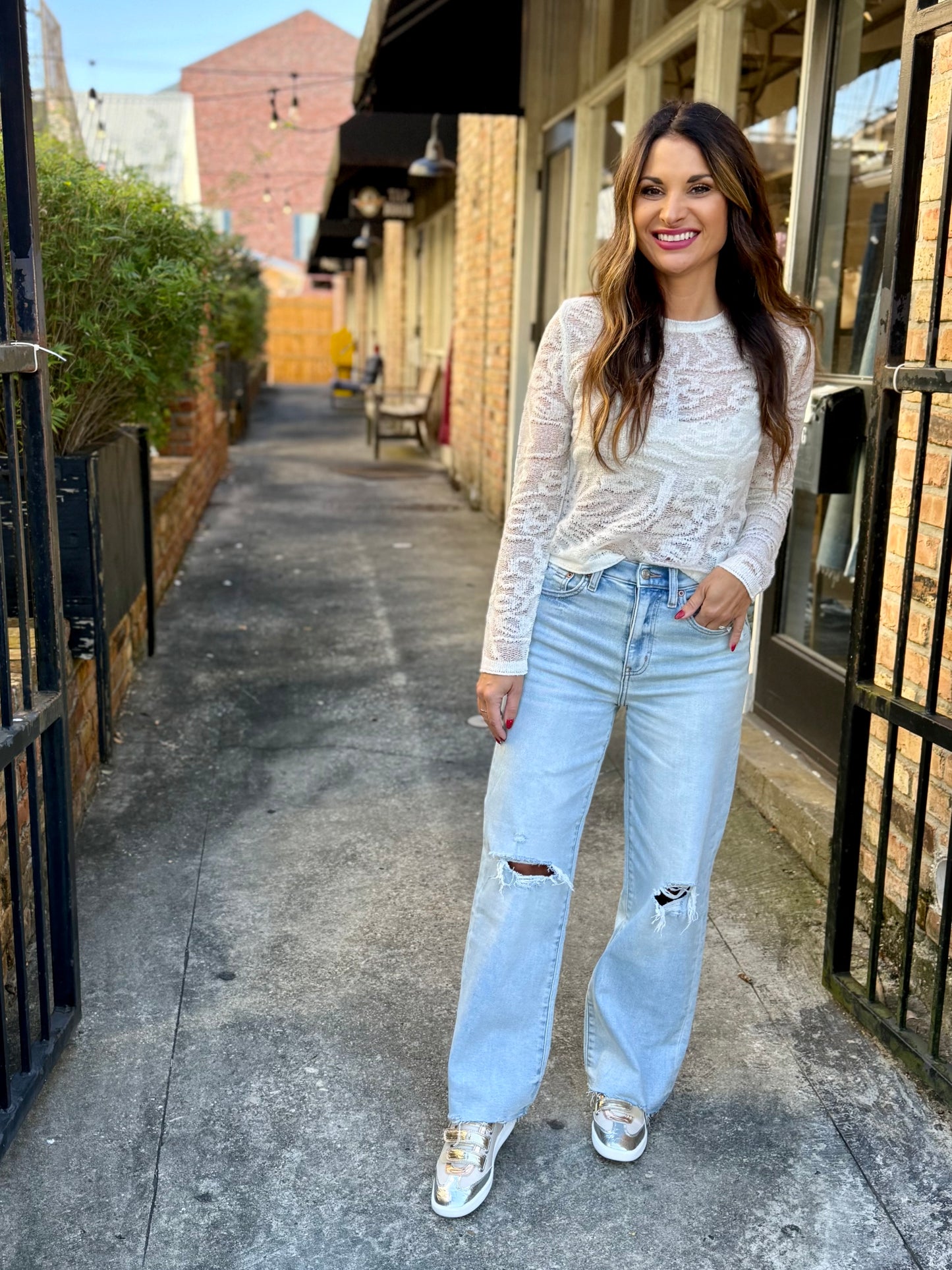 Pleaser HR Wide Ankle Denim- Charisma Distressed