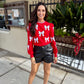 White Bow Sweatshirt- Red