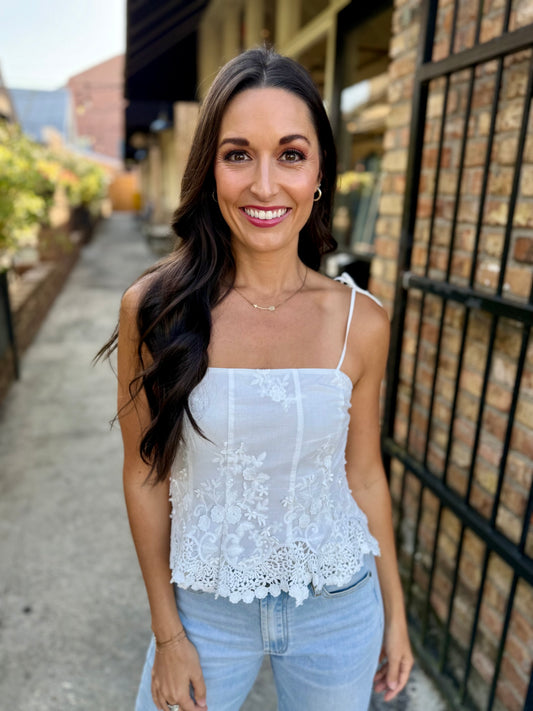 Alice Eyelet Top- White