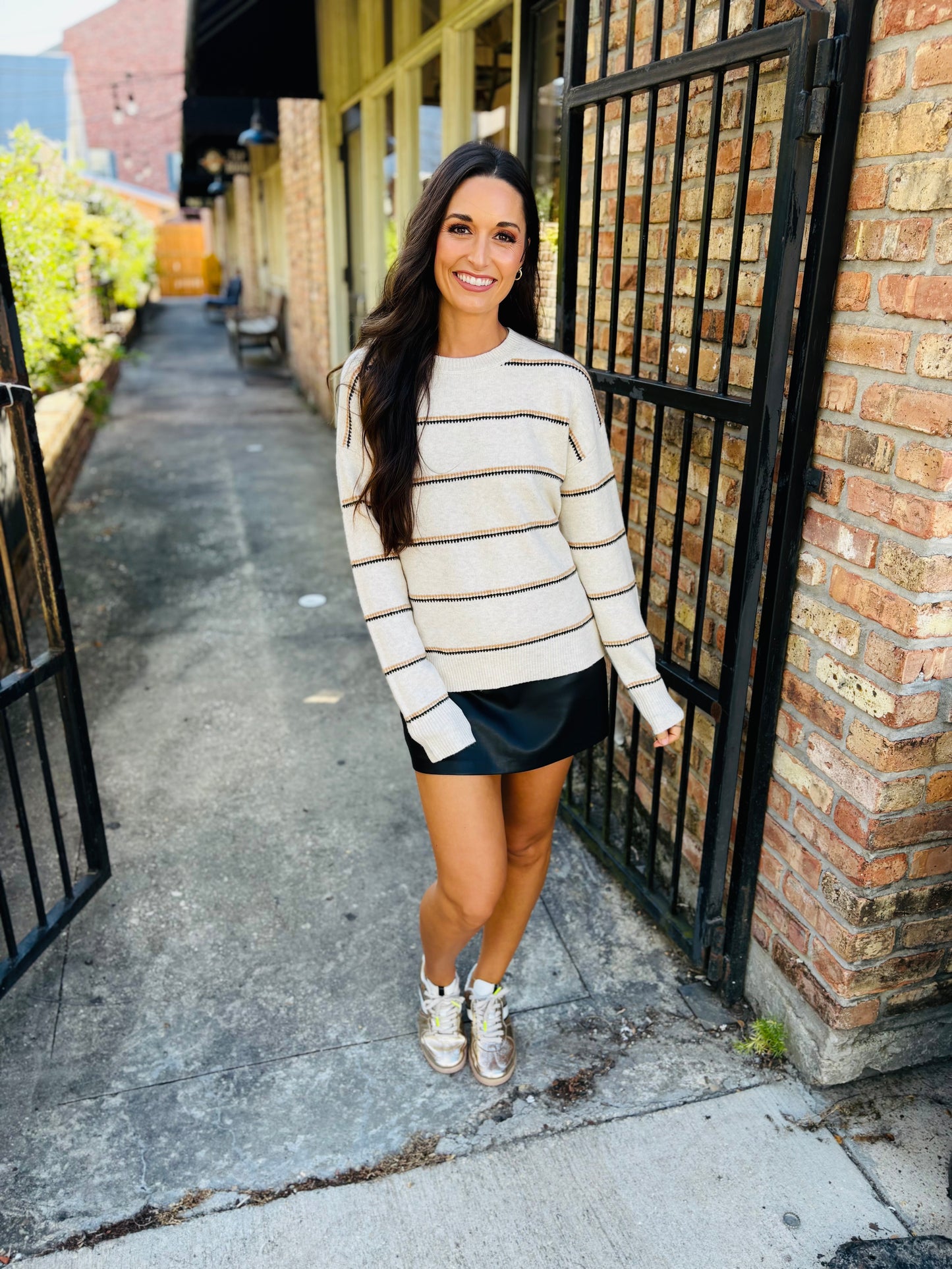 Specht Striped Crewneck Sweater- Ivory