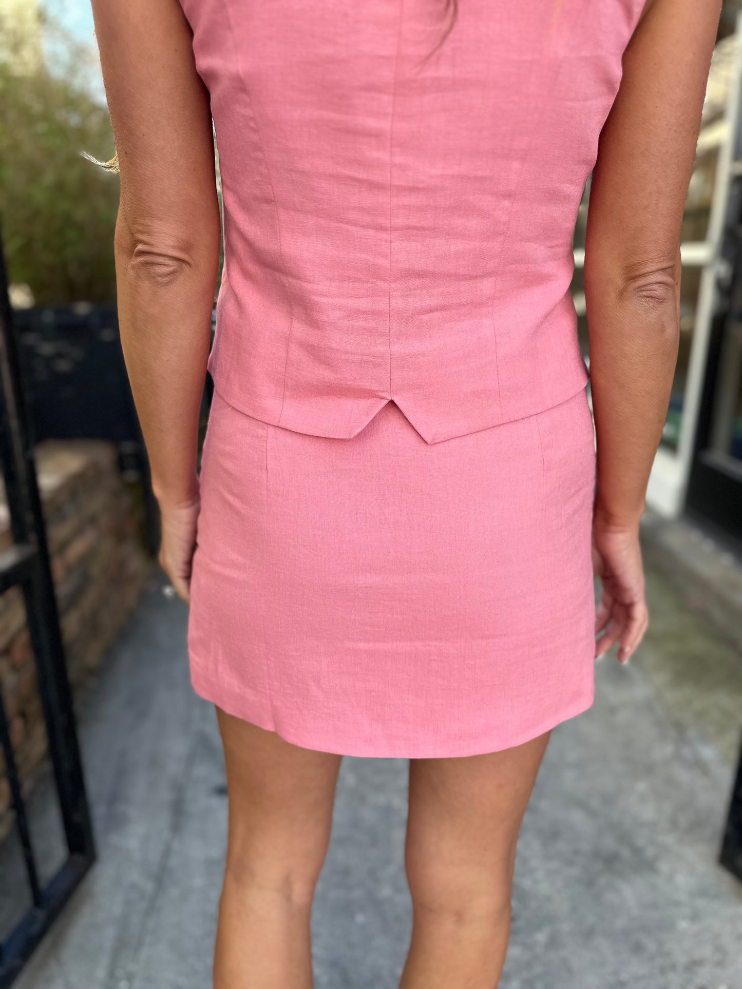 Cam Linen Blend Skirt- Peach Roma