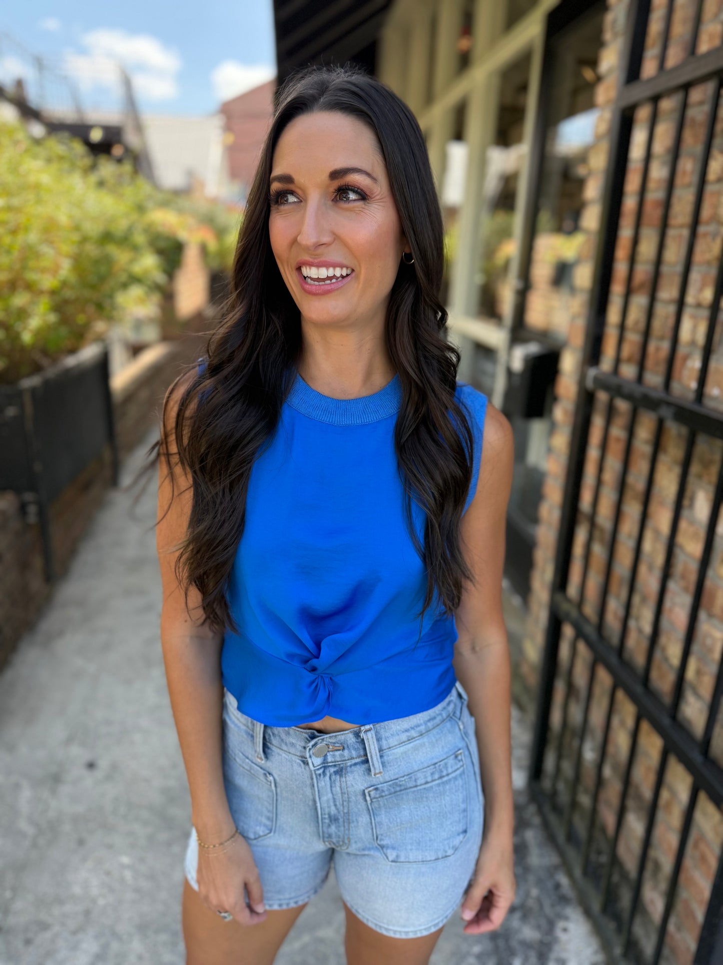 Twist Front Top- Blue