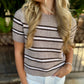 Z Supply Gatewood Stripe Sweater Top- Heather Ash