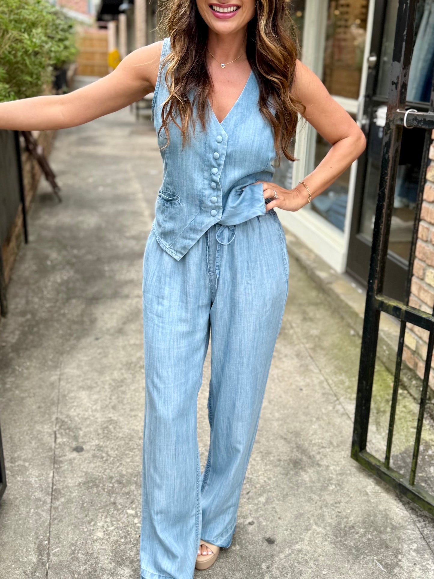 Denim Drawstring Pants