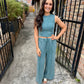 FP Mineral Washed 2 PC Pants Set- Dark Teal