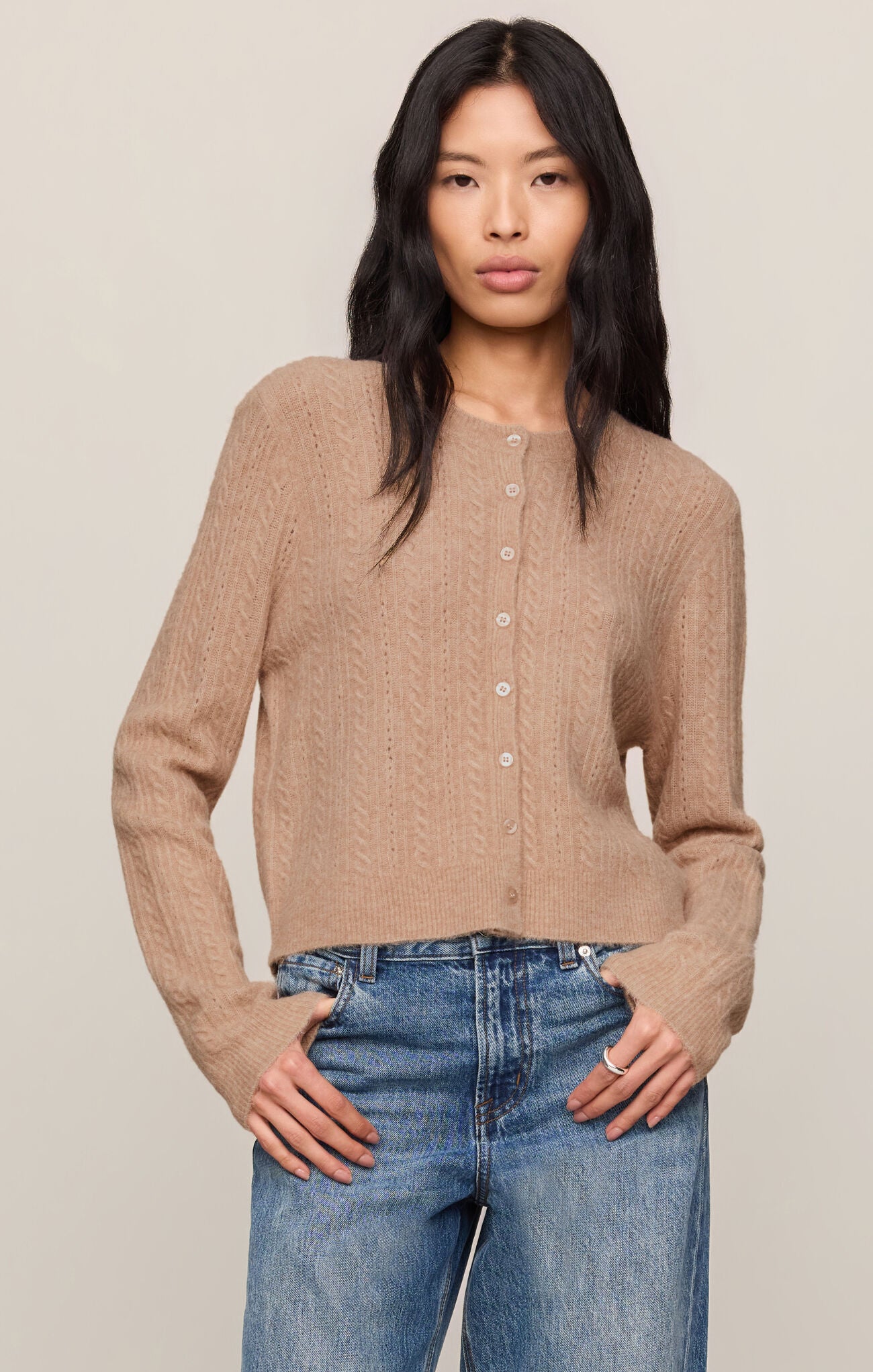Z Supply Medina Pointelle Cardigan- Macaroon