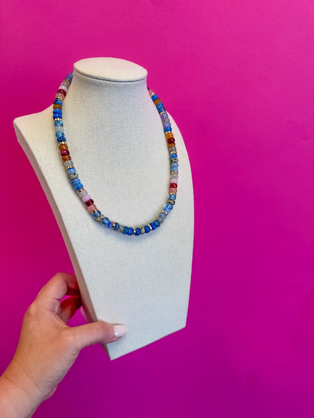 Mix Bead Necklace - Blue