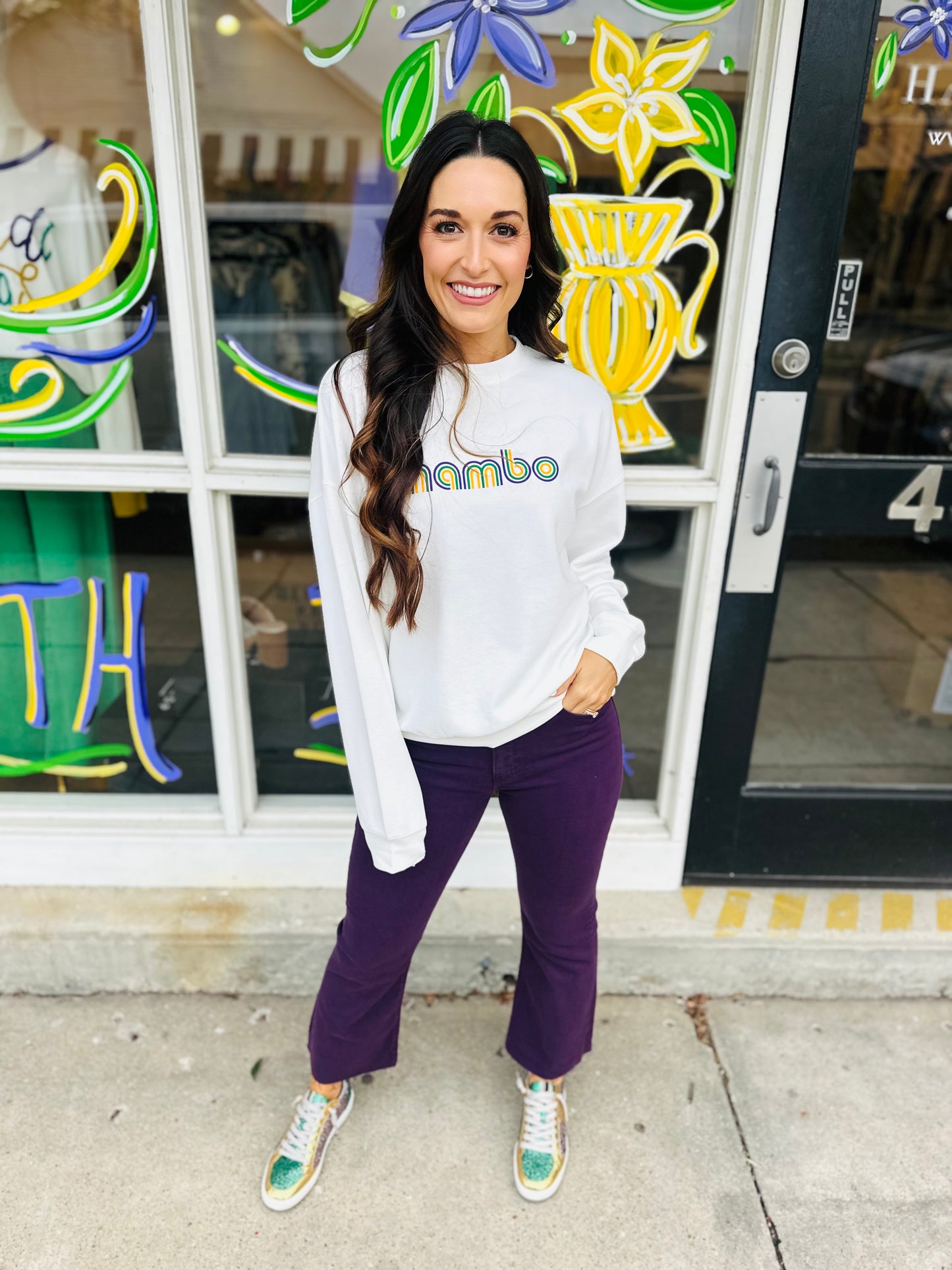 Mambo Varsity Ribbed Sweatshirt-White