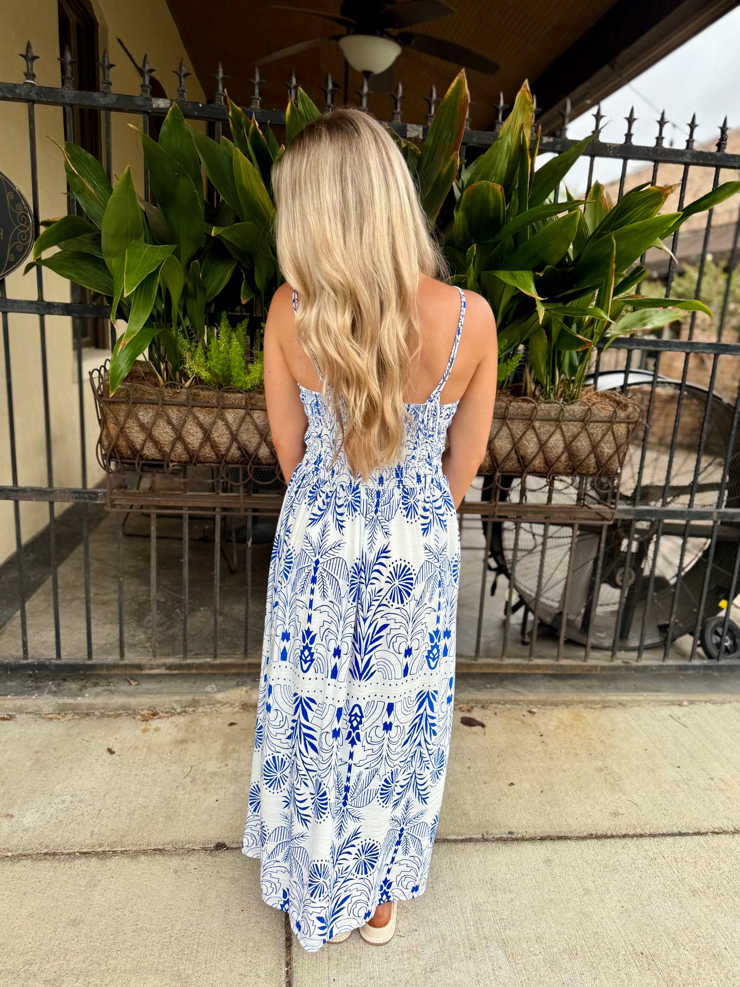 Z Supply Nadine Palm Maxi Dress- Nautical