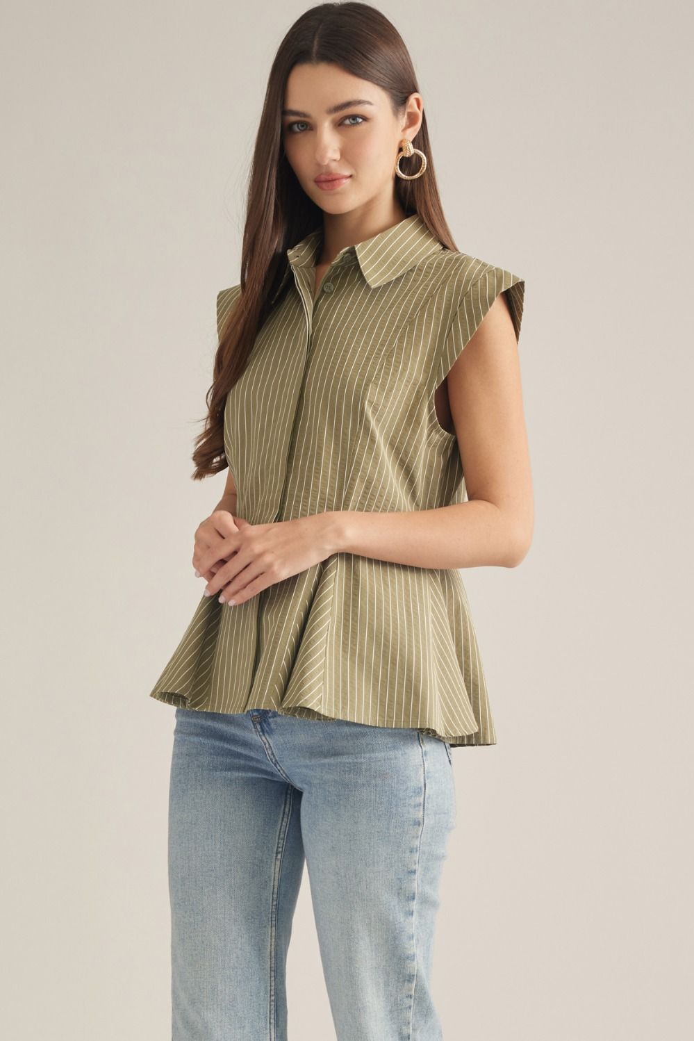 Ardis Stripe Top- Olive
