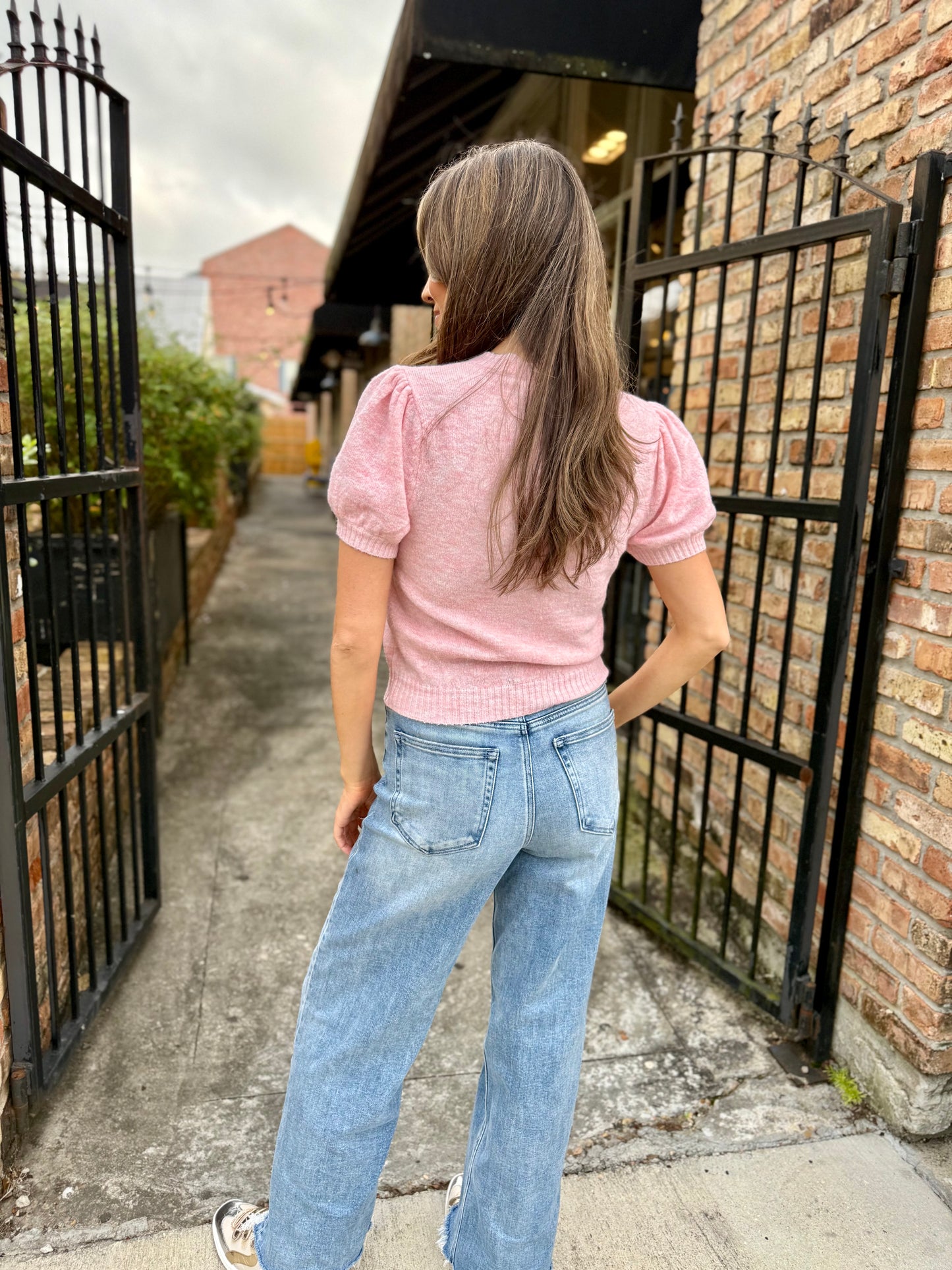 Peter Cardigan Top- Lt Pink