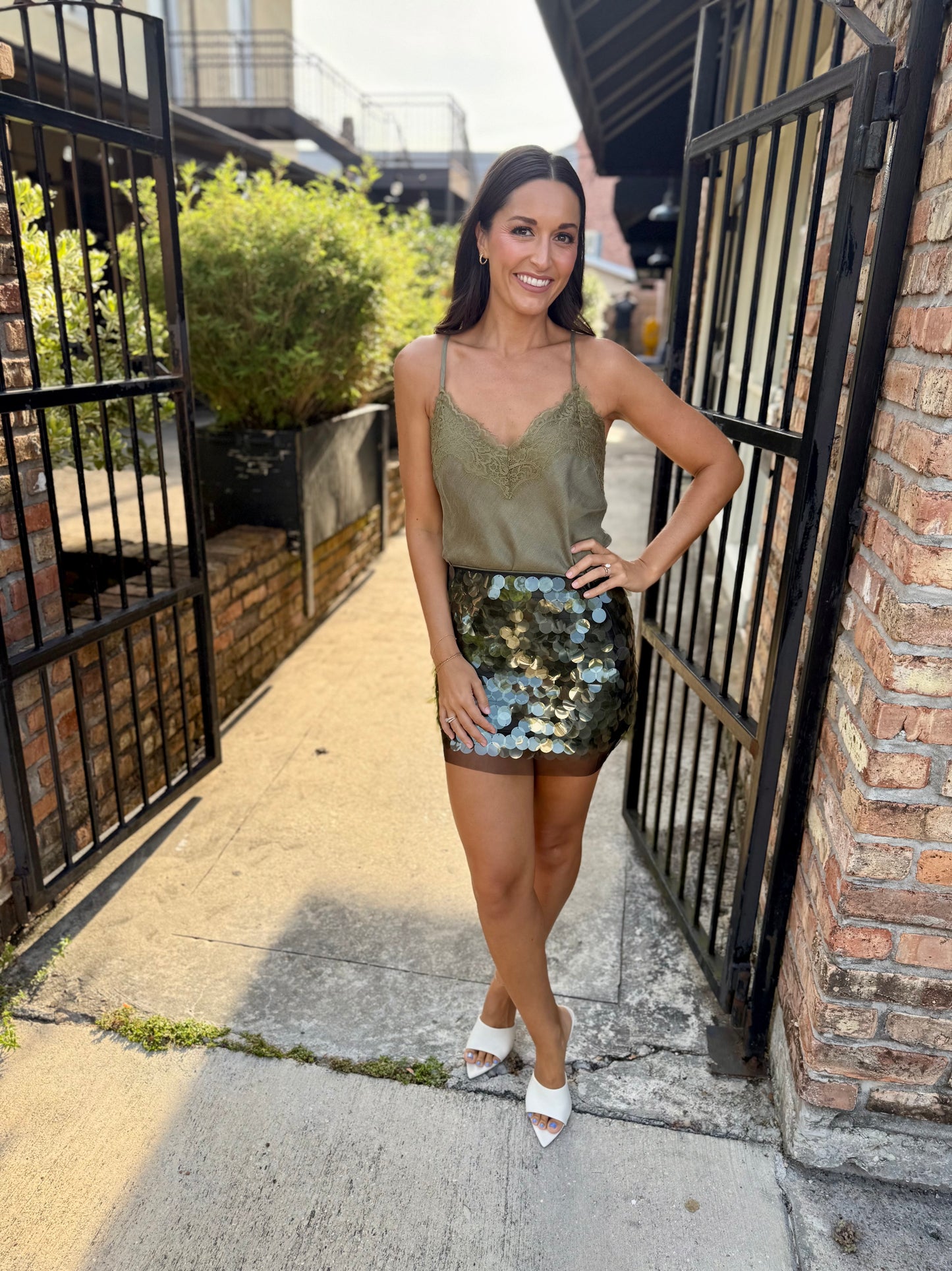 Rio Lace Tank- Olive