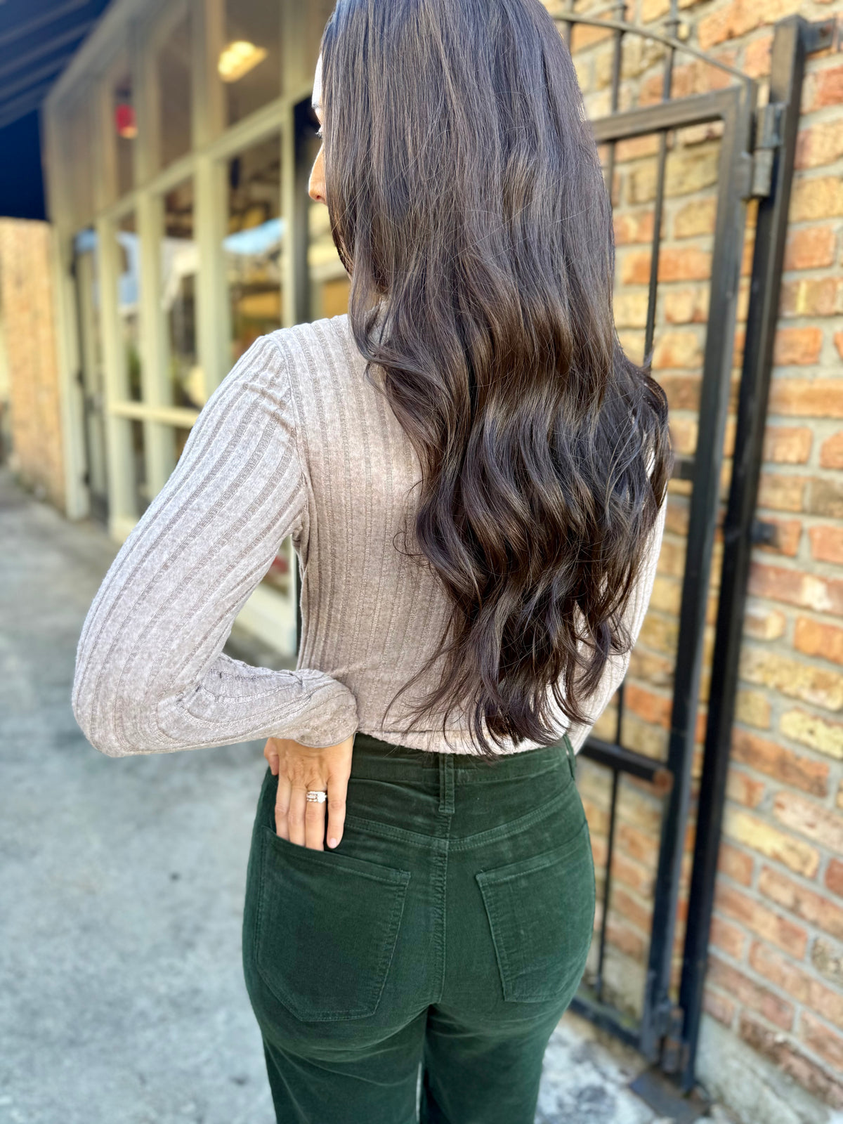 Z Supply Hattie LS Top- Heather Ash