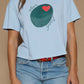 Olive You Cropped Tee- Blue