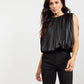 Amour Pleated Bubble Hem Top- Black