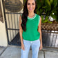 Vanessa Crochet Tank- Green & White