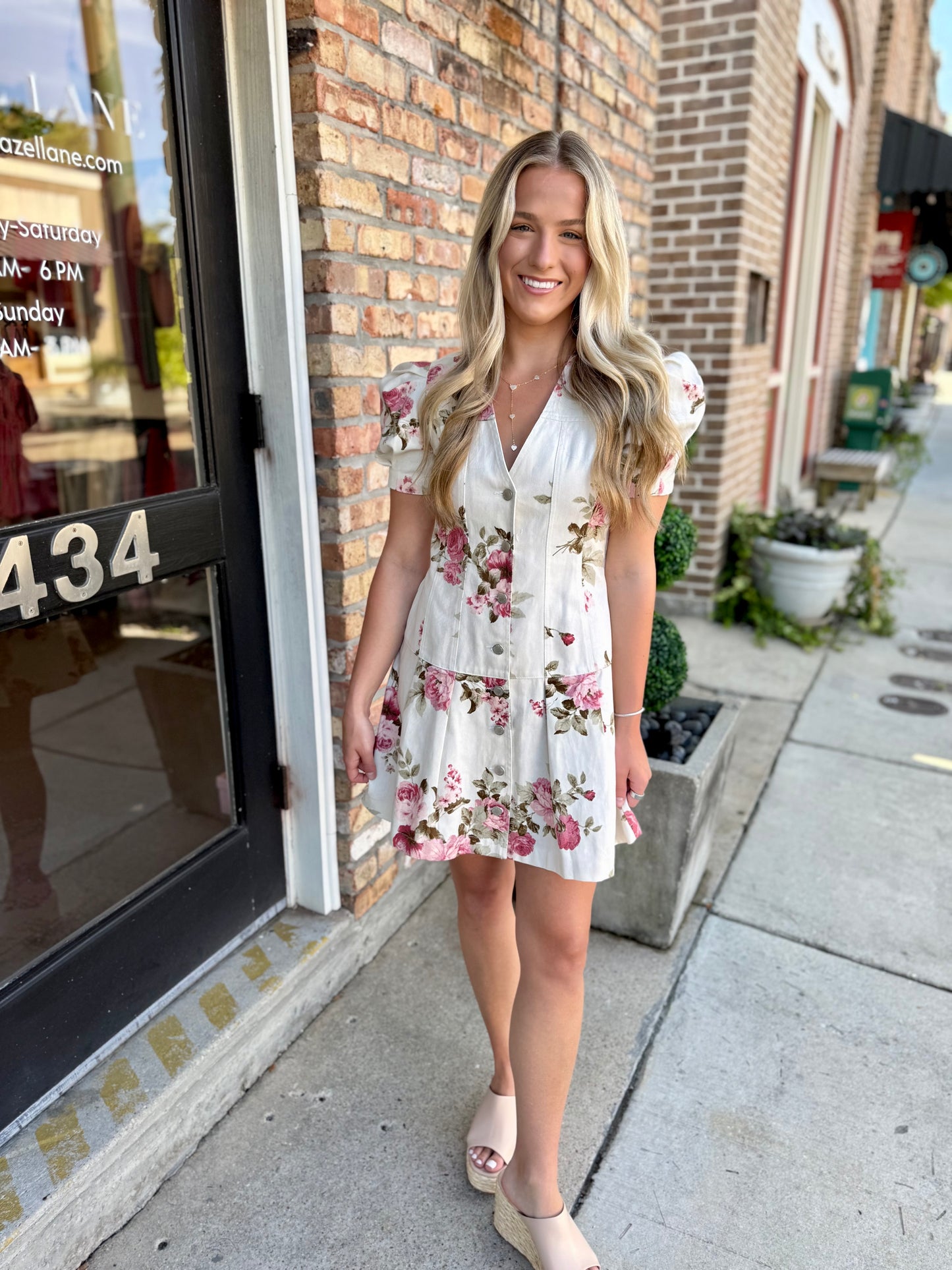 Alvina Floral Button Mini Dress