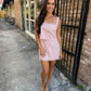 Gabrielle Linen Scalloped 2 PC Set- Mauve