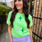 Mardi Gras Stars Top- Green